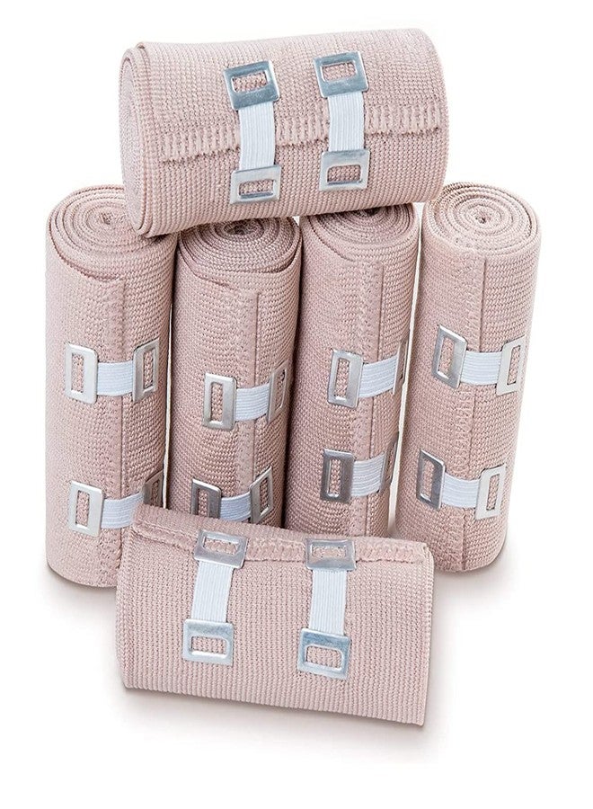 OBTANIM 6 Rolls Elastic Bandage Wrap with 12 Extra Clips, 6 Inch X 15ft Compression Bandage Stretch Tape for Medical, Athletic Sport, Wrist, Arm, Leg Sprains, Calf, Ankle & Foot - Image 1